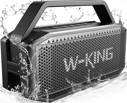 W-KING Portable Speakers Bluetooth Wireless Loud, 100W Max Waterproof Outdoor Bluetooth Speaker Big Party Large Boombox Subwoofer*2, 60W Exlarge All-Round Bass Passive Radiator/40H/PowerBank/TF/AUX/EQ - CookCave