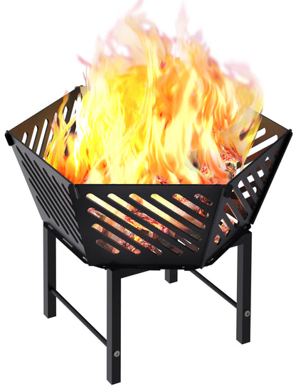 Waaliji 22.5 Inch Portable Plug Fire Pit for Camping, Heightened Detachable Outdoor Wood Burning Firepits for Outside Patio Heating, Picnic, Bonfire and BBQ with Travel Bag, Diagonal Hollow Style - CookCave