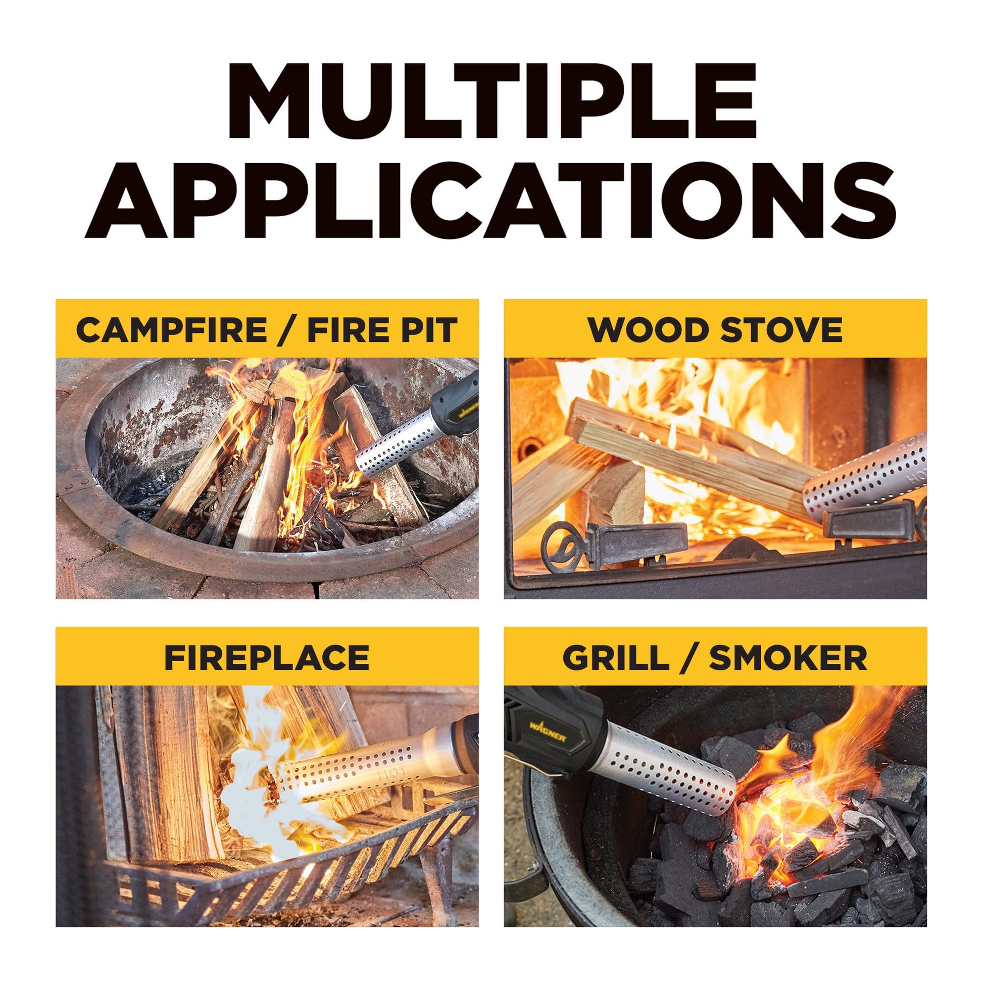 Wagner Electro-Torch C900085 Fire Starter, Charcoal Starter and Lighter, BBQ Smoker, Grill Starter, Chemical Free Heated Air with Built-In Blower - CookCave