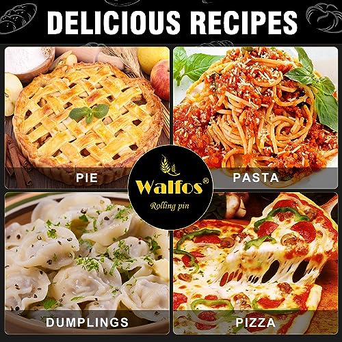 Walfos French Rolling Pin Set - Natural Wooden Rolling Pins (8inch, 15.7inch), Baking Dough Roller for Pizza, Pie, Pasta, Bread, Pastry, No Coating - CookCave