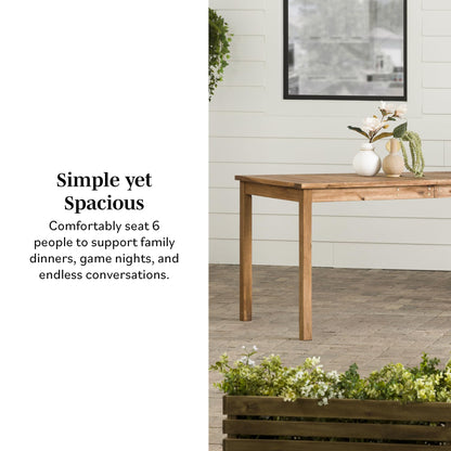 Walker Edison Dominica Contemporary Slatted Outdoor Dining Table, 34 Inch, Brown - CookCave