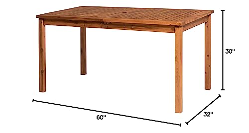 Walker Edison Dominica Contemporary Slatted Outdoor Dining Table, 34 Inch, Brown - CookCave