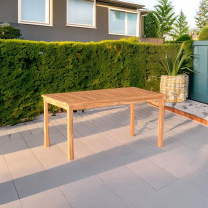 Walker Edison Dominica Contemporary Slatted Outdoor Dining Table, 34 Inch, Brown - CookCave