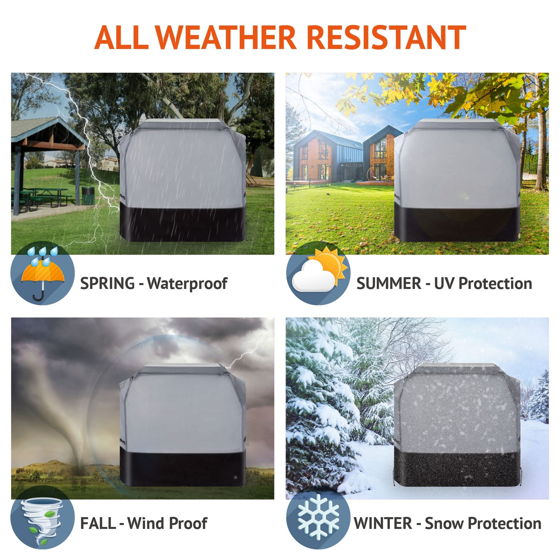 Waykea Heavy Duty Grill Cover 56 Inch, 600D Oxford Water Resistant UV & Fade Resistant BBQ Cover for Weber Char-Broil Dyna Glo Nexgrill Charcoal Gas Grill (56”W x 25”D x 45”H, Gray/Black) - CookCave