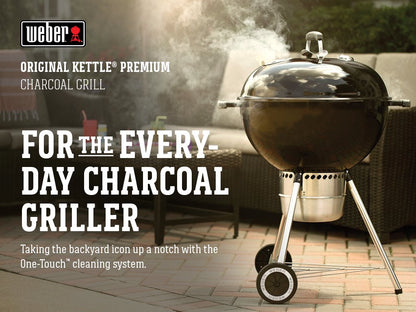 Weber Original Kettle Premium Charcoal Grill, 22-Inch, Black - CookCave