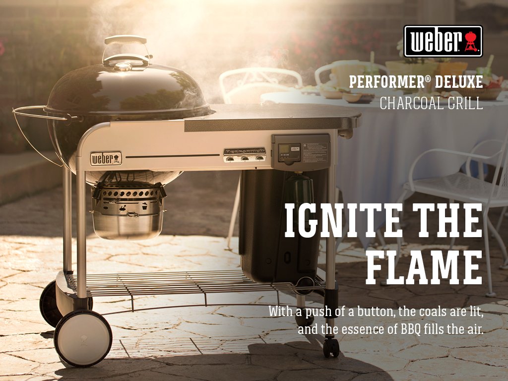 Weber Performer Deluxe Charcoal Grill, 22-Inch, Touch-N-Go Gas Ignition System, Black - CookCave