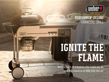 Weber Performer Deluxe Charcoal Grill, 22-Inch, Touch-N-Go Gas Ignition System, Black - CookCave