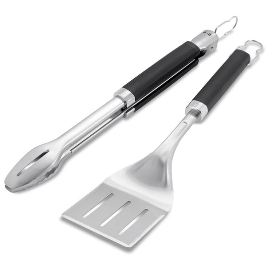 Weber Precision Tongs & Spatula Grilling Tool Set, Stainless Steel - CookCave