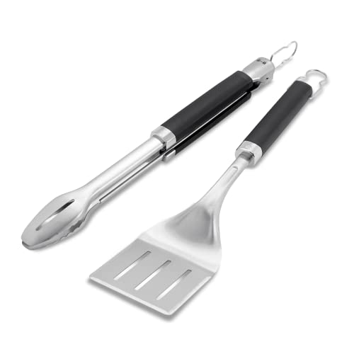 Weber Precision Tongs & Spatula Grilling Tool Set, Stainless Steel - CookCave