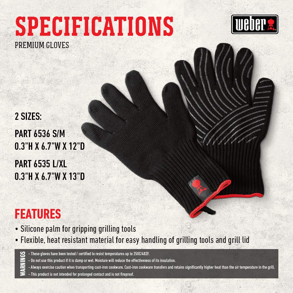 Weber Premium Gloves, L/XL, x Large, Large/X-Large (Pack of 1), Black - CookCave
