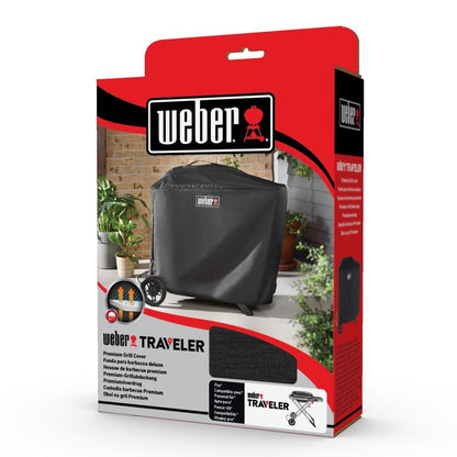 Weber Traveler Premium Grill Cover, Heavy Duty and Waterproof - CookCave