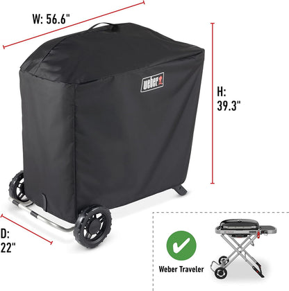 Weber Traveler Premium Grill Cover, Heavy Duty and Waterproof - CookCave