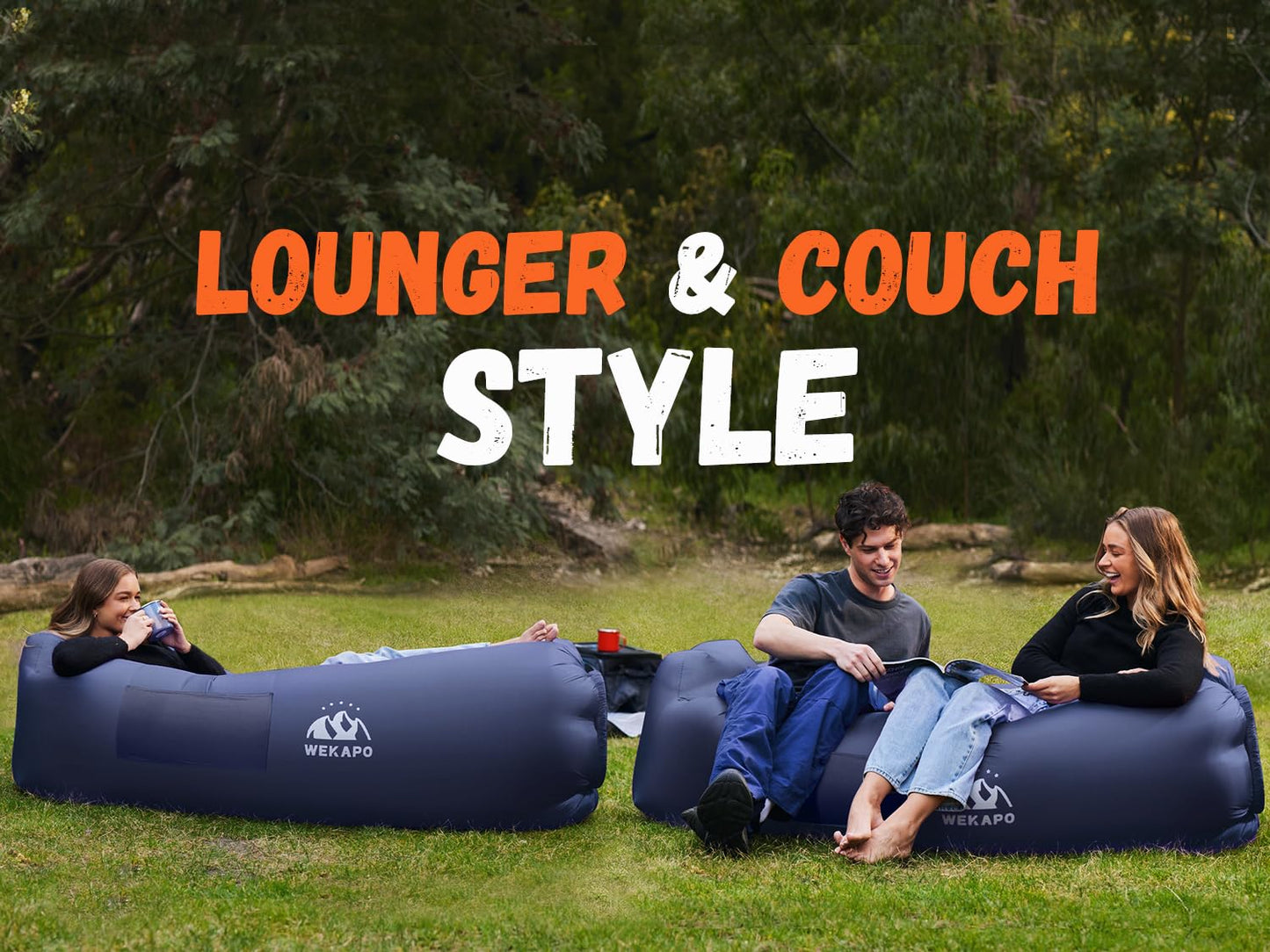 WEKAPO Inflatable Couch Air Lounger Chair - Camping & Beach Accessories, Portable Blow up Sofa for Hiking, Lawn, Indoor/Outdoor Movies & Music Festivals. Lightweight and Easy to Set Up Air Hammock - CookCave