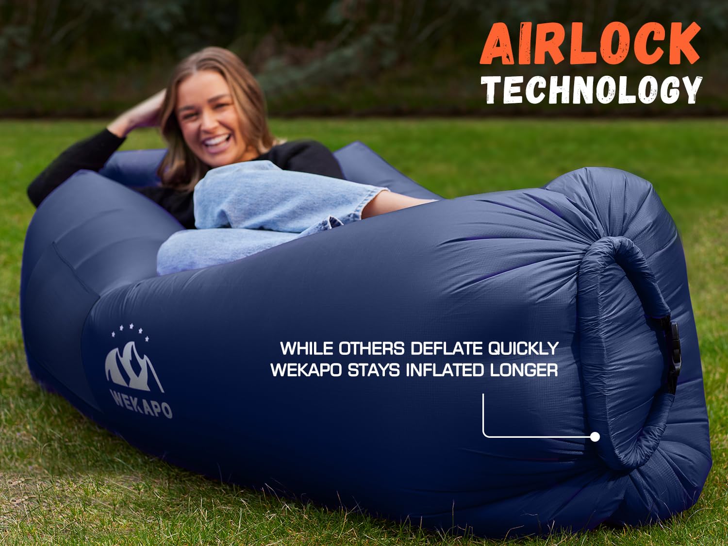 WEKAPO Inflatable Couch Air Lounger Chair - Camping & Beach Accessories, Portable Blow up Sofa for Hiking, Lawn, Indoor/Outdoor Movies & Music Festivals. Lightweight and Easy to Set Up Air Hammock - CookCave
