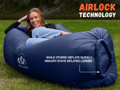 WEKAPO Inflatable Couch Air Lounger Chair - Camping & Beach Accessories, Portable Blow up Sofa for Hiking, Lawn, Indoor/Outdoor Movies & Music Festivals. Lightweight and Easy to Set Up Air Hammock - CookCave