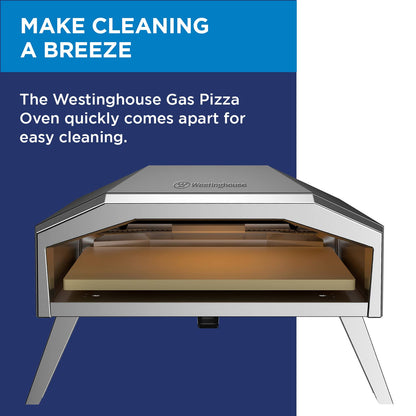 Westinghouse 13-Inch Gas Pizza Oven No Rotation Stone - 1000°F High-Heat, Portable Gas-Powered Design, Folding Legs, Adjustable Heat Control, Fast & Crispy Wood-Fired-Style Pizzas - CookCave
