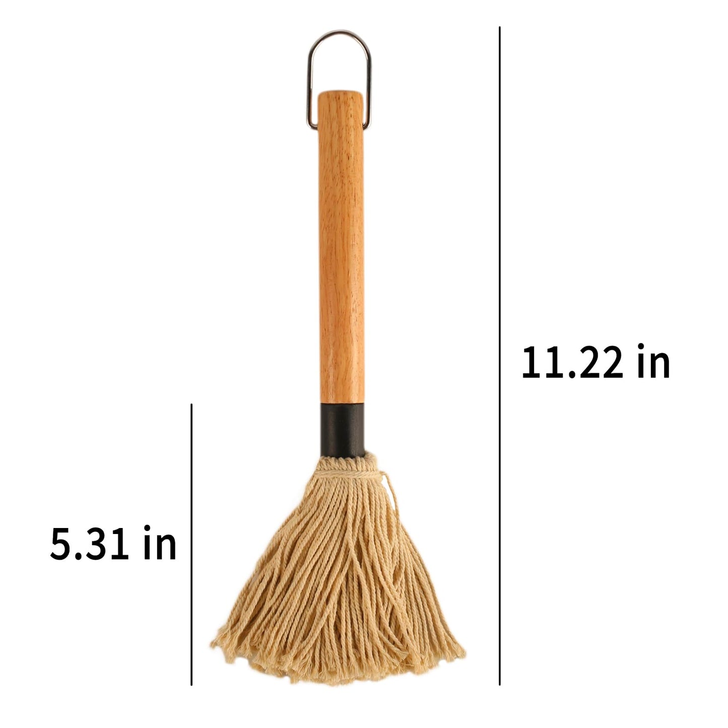 WHTCHSU 11.2 Inch Grill Basting Mop Wooden Long Handle with 1 Extra Replacement Heads for BBQ Grilling Smoking Steak - CookCave