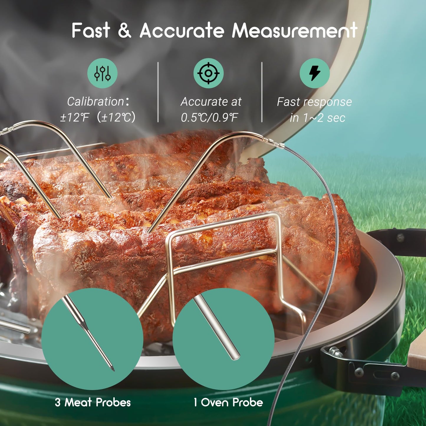 Wi-Fi & Bluetooth BBQ Smoker Temperature Controller with Automatic Smoker Fan, INKBIRD ISC-027BW Grill Thermometer with 4 Probes for Big Green Egg, Kamado Joe, Primo, Vision Grill, Akorn Kamado, Weber - CookCave