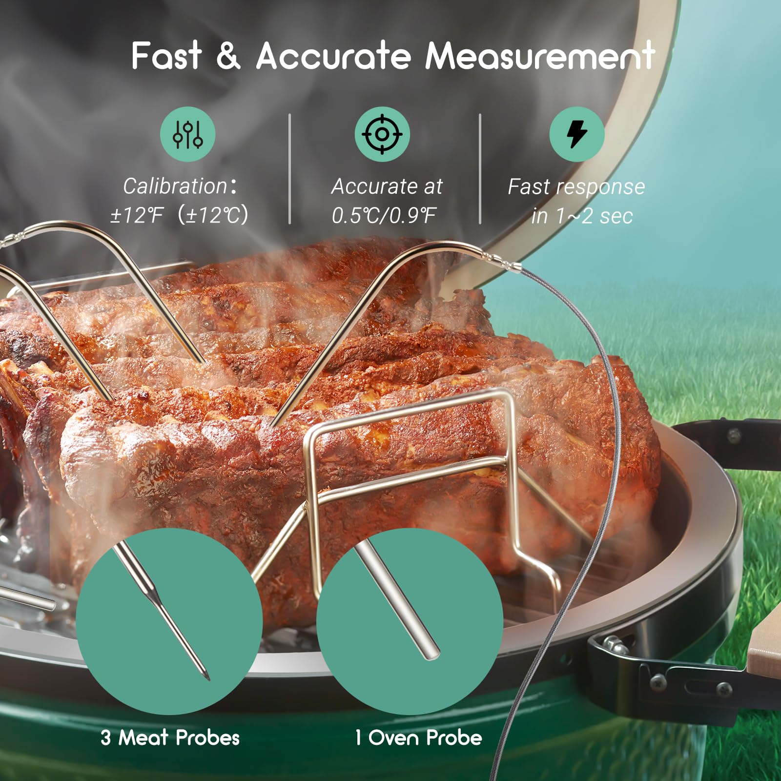 Wi-Fi & Bluetooth BBQ Smoker Temperature Controller with Automatic Smoker Fan, INKBIRD ISC-027BW Grill Thermometer with 4 Probes for Big Green Egg, Kamado Joe, Primo, Vision Grill, Akorn Kamado, Weber - CookCave