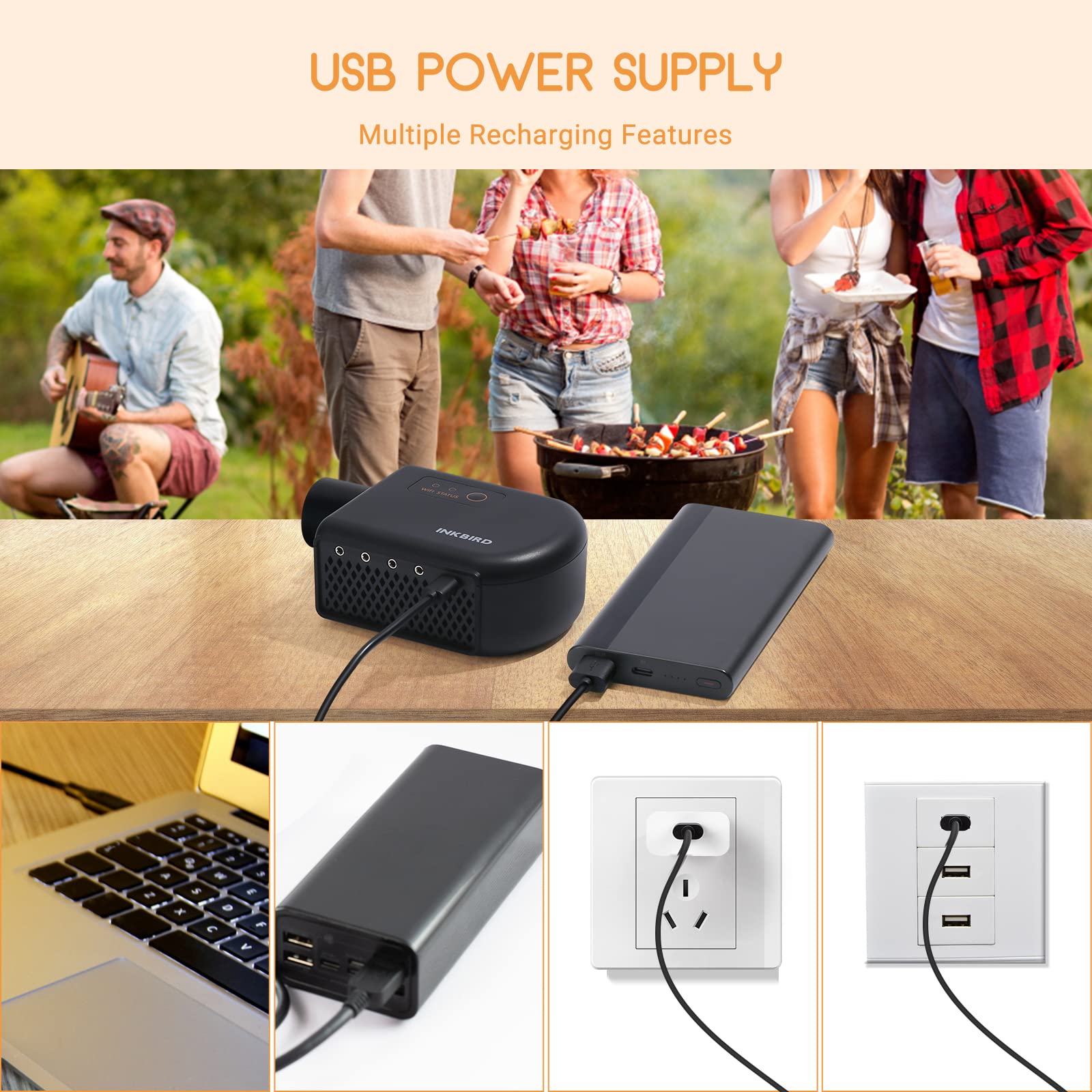 Wi-Fi & Bluetooth BBQ Smoker Temperature Controller with Automatic Smoker Fan, INKBIRD ISC-027BW Grill Thermometer with 4 Probes for Big Green Egg, Kamado Joe, Primo, Vision Grill, Akorn Kamado, Weber - CookCave