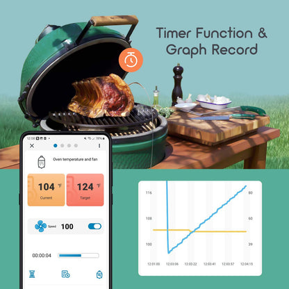 Wi-Fi & Bluetooth BBQ Smoker Temperature Controller with Automatic Smoker Fan, INKBIRD ISC-027BW Grill Thermometer with 4 Probes for Big Green Egg, Kamado Joe, Primo, Vision Grill, Akorn Kamado, Weber - CookCave