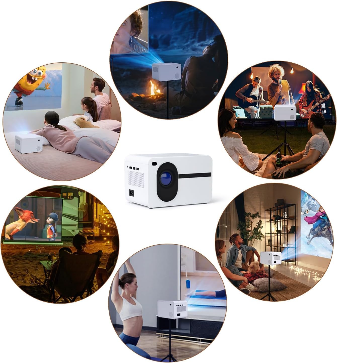 Wielio Projector with WiFi and Bluetooth Native 1080P Full HD Projector 18000 Lumens Outdoor 200" Projection Screen Video Movie Proyector Compatible with Smartphone, HDMI,USB,AV,Fire Stick, PS5, White - CookCave
