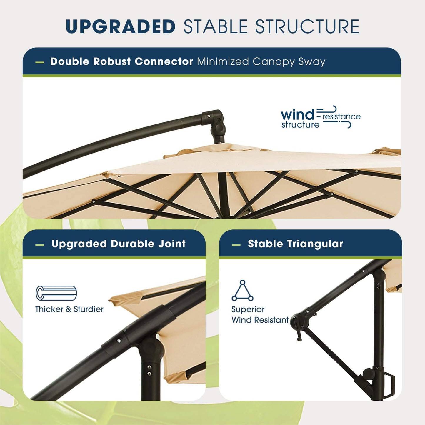 wikiwiki 10ft Patio Umbrellas Offset Outdoor Cantilever Hanging Umbrella w/Infinite Tilt, Fade Resistant Waterproof Recycled Fabric Canopy for Yard, Garden & Deck, Beige - CookCave