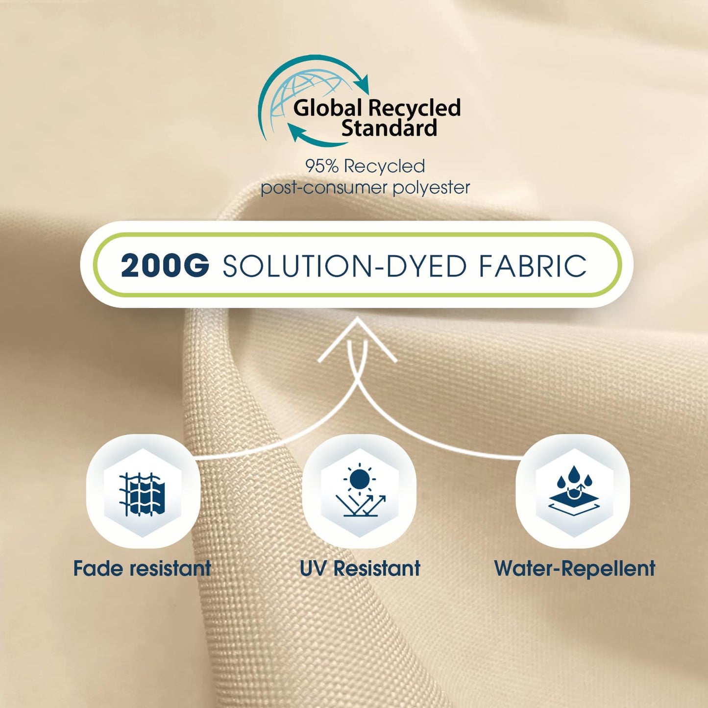 wikiwiki 10ft Patio Umbrellas Offset Outdoor Cantilever Hanging Umbrella w/Infinite Tilt, Fade Resistant Waterproof Recycled Fabric Canopy for Yard, Garden & Deck, Beige - CookCave