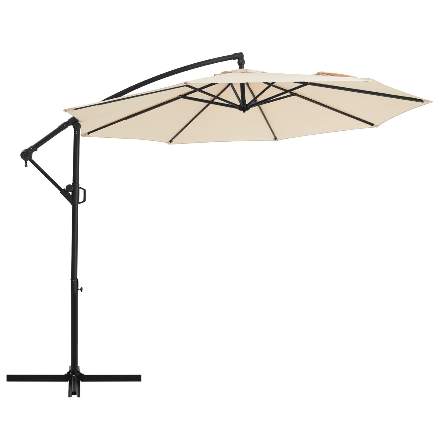 wikiwiki 10ft Patio Umbrellas Offset Outdoor Cantilever Hanging Umbrella w/Infinite Tilt, Fade Resistant Waterproof Recycled Fabric Canopy for Yard, Garden & Deck, Beige - CookCave