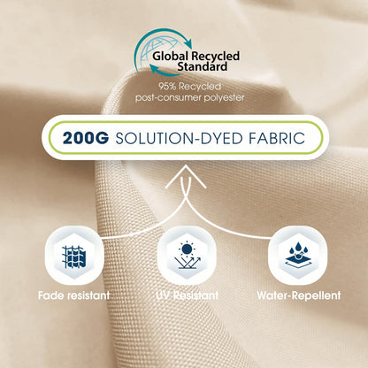 wikiwiki 10ft Solar LED Offset Hanging Market Cantilever Patio Umbrella for Backyard, Poolside, Lawn and Garden, Easy Tilt Adjustment, Polyester Shade & Cross Base, Beige - CookCave