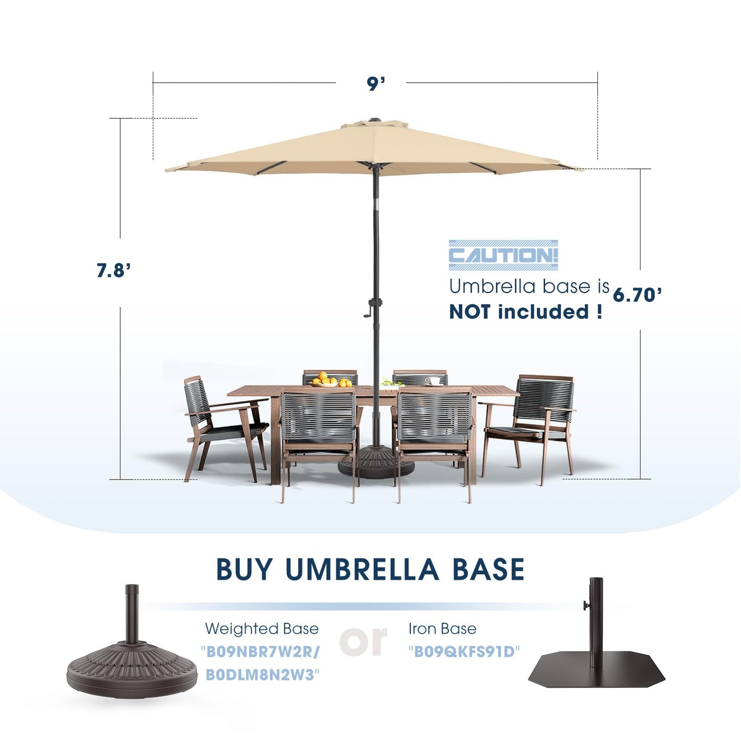 wikiwiki 9 FT Patio Umbrellas Outdoor Table Market Umbrella with Push Button Tilt/Crank, 8 Sturdy Ribs, Fade Resistant Waterproof POLYESTER DTY Canopy for Garden, Lawn, Backyard & Pool, Cream Beige - CookCave