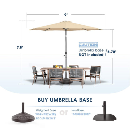 wikiwiki 9 FT Patio Umbrellas Outdoor Table Market Umbrella with Push Button Tilt/Crank, 8 Sturdy Ribs, Fade Resistant Waterproof POLYESTER DTY Canopy for Garden, Lawn, Backyard & Pool, Cream Beige - CookCave