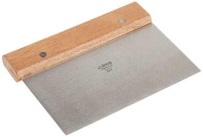 Winco Stainless Steel Dough Scraper with Wood Handle - CookCave