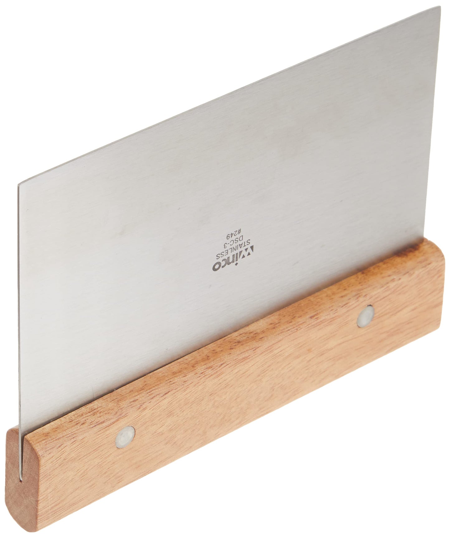 Winco Stainless Steel Dough Scraper with Wood Handle - CookCave