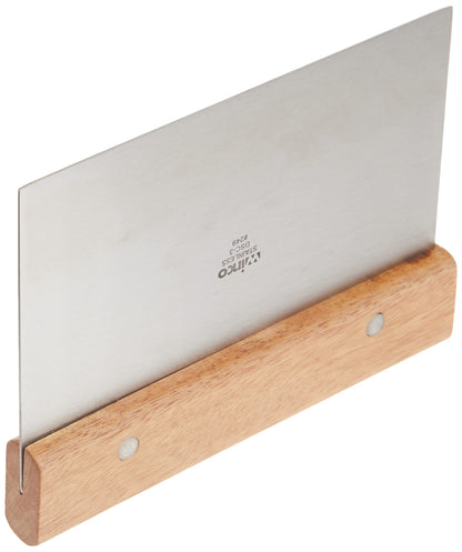 Winco Stainless Steel Dough Scraper with Wood Handle - CookCave