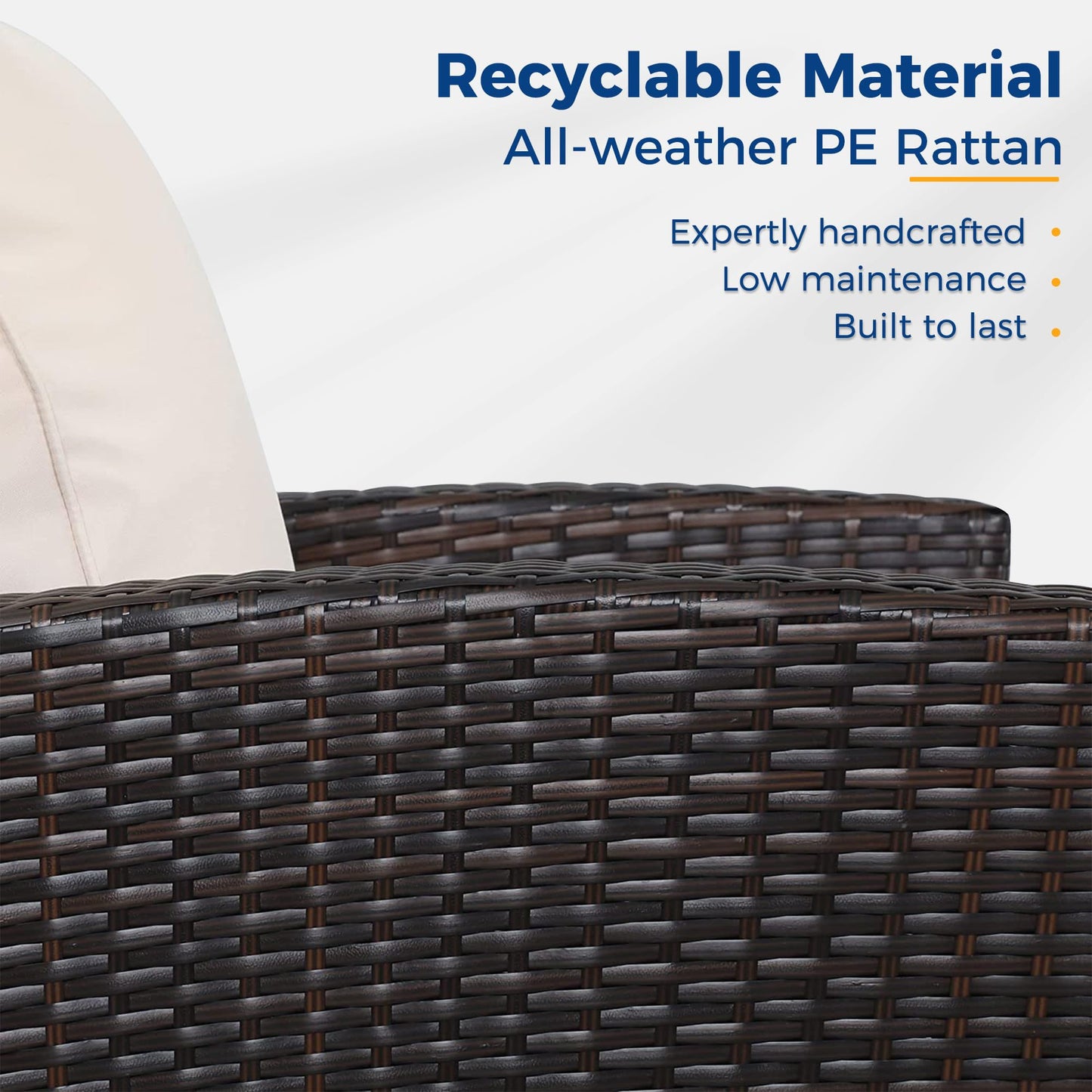 Wisteria Lane 4 Piece Outdoor Patio Furniture Sets, Wicker Conversation Set for Porch Deck, Brown Rattan Sofa Chair with Cushion - CookCave