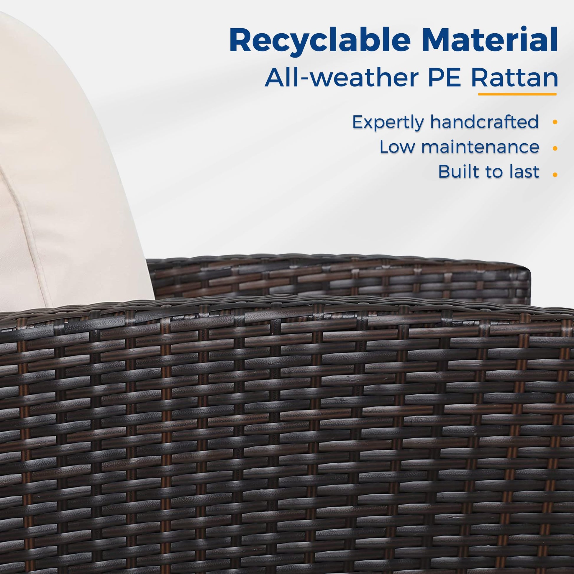 Wisteria Lane 4 Piece Outdoor Patio Furniture Sets, Wicker Conversation Set for Porch Deck, Brown Rattan Sofa Chair with Cushion - CookCave