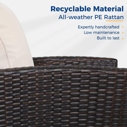 Wisteria Lane 4 Piece Outdoor Patio Furniture Sets, Wicker Conversation Set for Porch Deck, Brown Rattan Sofa Chair with Cushion - CookCave