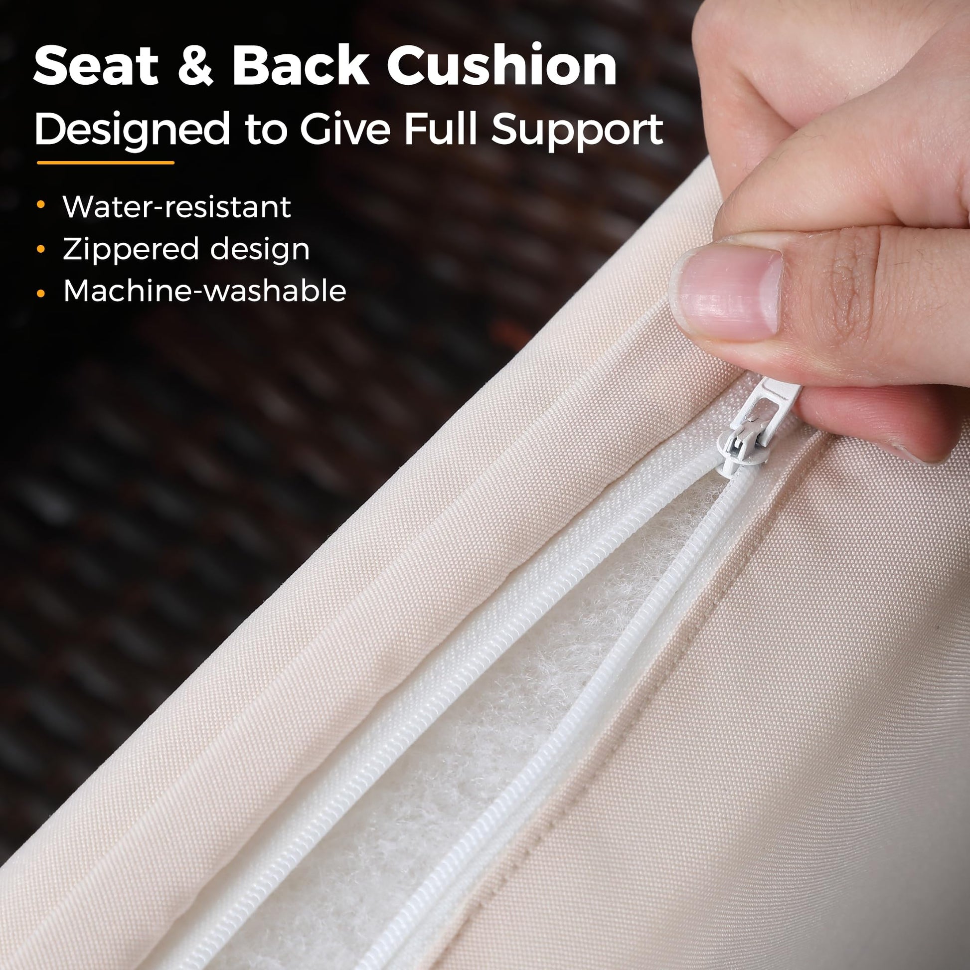 Wisteria Lane 4 Piece Outdoor Patio Furniture Sets, Wicker Conversation Set for Porch Deck, Brown Rattan Sofa Chair with Cushion - CookCave