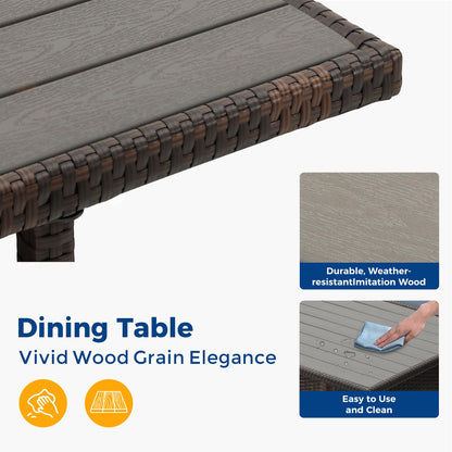 Wisteria Lane 7 Pieces Patio Furniture Set Outdoor Furniture Sectional, High Back Outdoor Patio Dining Table Set, Wicker Patio Conversation Set with Cushions for Balcony Lawn and Garden, Blue - CookCave