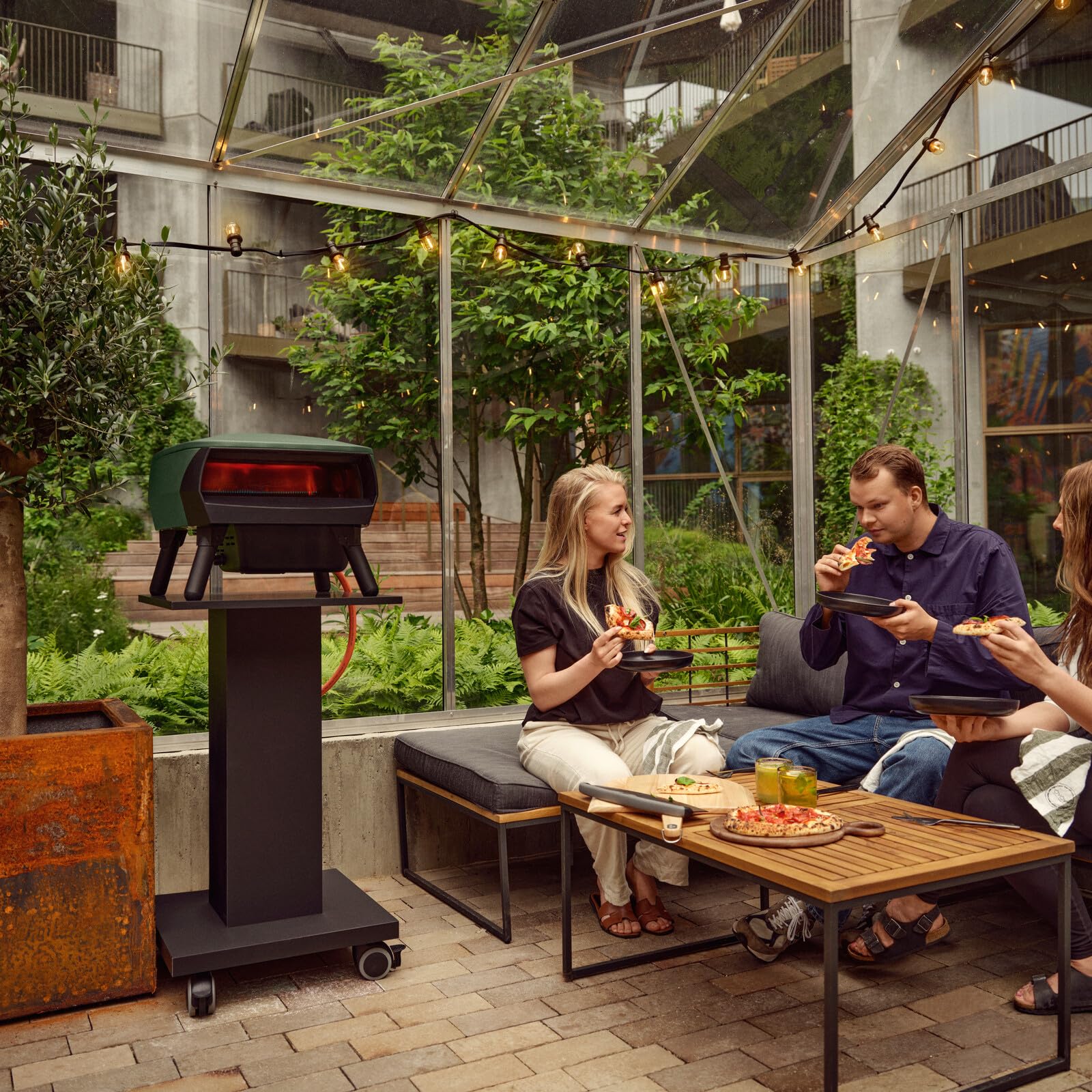 Witt PICCOLO Rotante 13" Outdoor Pizza Oven - Compact, Portable Gas Pizza Oven with Rotating Stone & C-Shaped Burner | Ideal for Small Spaces, Easy to Clean, Restaurant-Quality Pizzas at Home – Black - CookCave