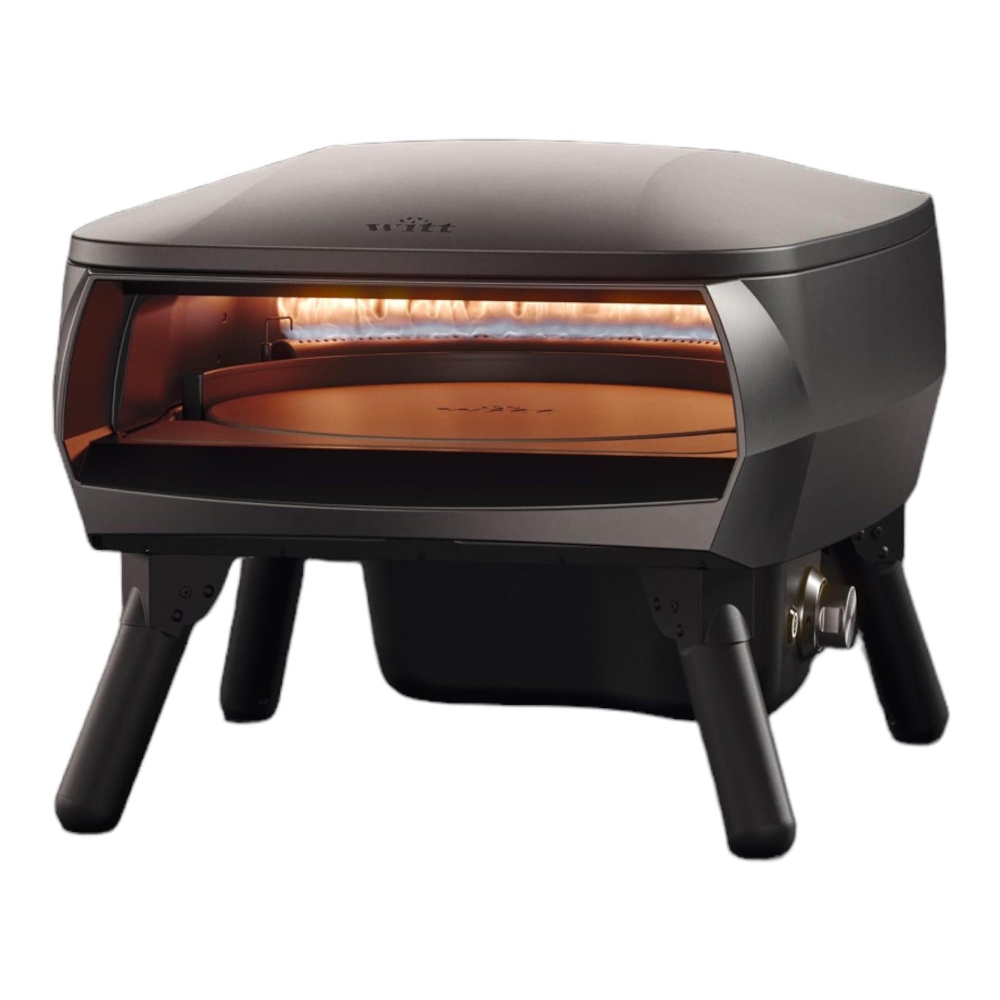 Witt PICCOLO Rotante 13" Outdoor Pizza Oven - Compact, Portable Gas Pizza Oven with Rotating Stone & C-Shaped Burner | Ideal for Small Spaces, Easy to Clean, Restaurant-Quality Pizzas at Home – Black - CookCave
