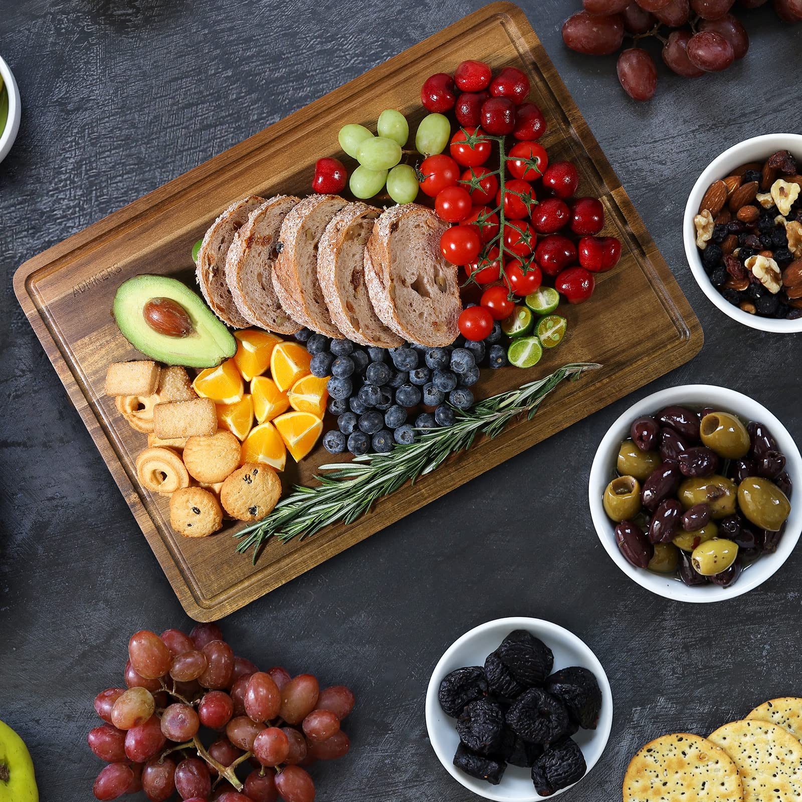 Wood Cutting Boards Set of 3 for Kitchen, Thick Chopping Board, Large Wooden Cutting Board Set with Deep Juice Groove and Handles, Wooden trays for meat, fruit and cheese (17x12, 12x10, 12x7 inch) - CookCave