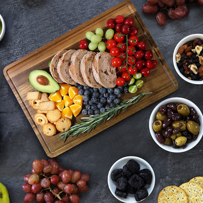 Wood Cutting Boards Set of 3 for Kitchen, Thick Chopping Board, Large Wooden Cutting Board Set with Deep Juice Groove and Handles, Wooden trays for meat, fruit and cheese (17x12, 12x10, 12x7 inch) - CookCave