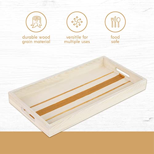 Wood Serving Tray with Handles - Five Piece Nested Breakfast Wood Tray - Wooden Crafts Couch Tray for Organizing - Food Trays for Party Buffet Montessori Bathroom - Wood Trays for Serving & Catering - CookCave