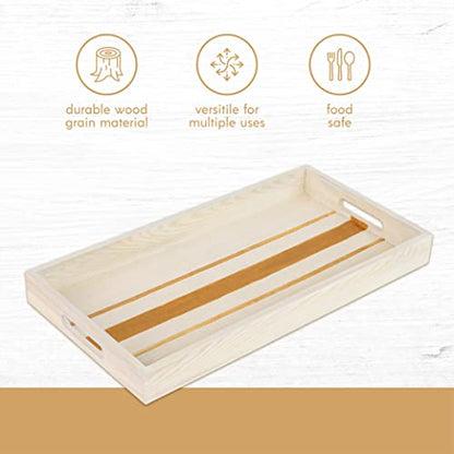 Wood Serving Tray with Handles - Five Piece Nested Breakfast Wood Tray - Wooden Crafts Couch Tray for Organizing - Food Trays for Party Buffet Montessori Bathroom - Wood Trays for Serving & Catering - CookCave