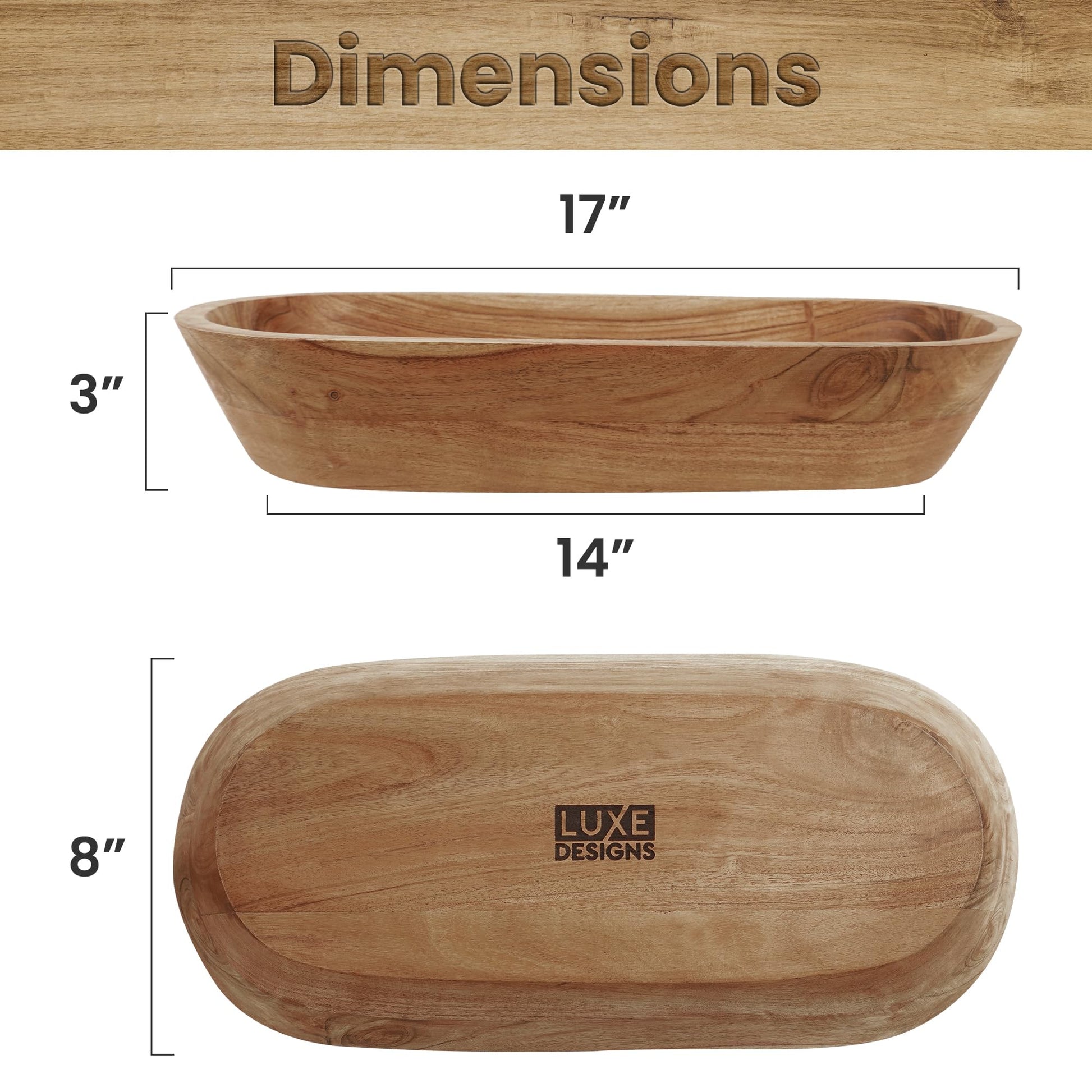 Wooden Dough Bowl – Handmade Decorative Bowls for Home Decor, Bathroom, Kitchen Counter & More - Acacia Wood Large Dough Bowl Fits Cosmetics, Keys & Other Knick Knacks – Great Boho Home Decorations - CookCave