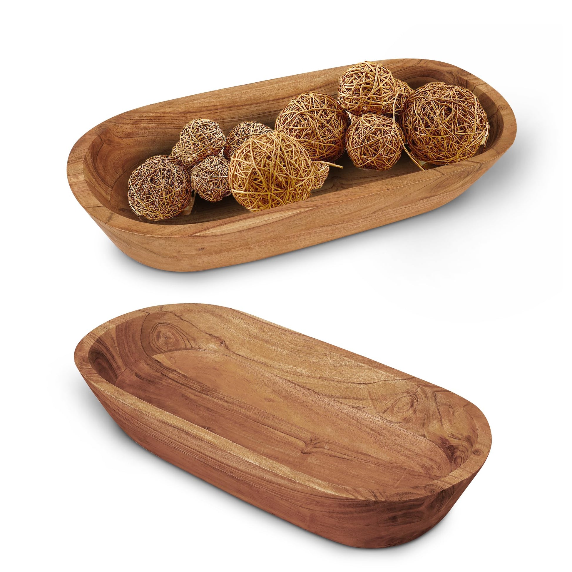 Wooden Dough Bowl – Handmade Decorative Bowls for Home Decor, Bathroom, Kitchen Counter & More - Acacia Wood Large Dough Bowl Fits Cosmetics, Keys & Other Knick Knacks – Great Boho Home Decorations - CookCave