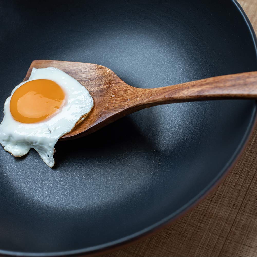 Wooden Kitchen Utensils Set, 5 PCs Natural Acacia Spurtle Set for Non-stick Pan Kitchen Tool Ladle and Wok Spatulas, Salad fork - CookCave