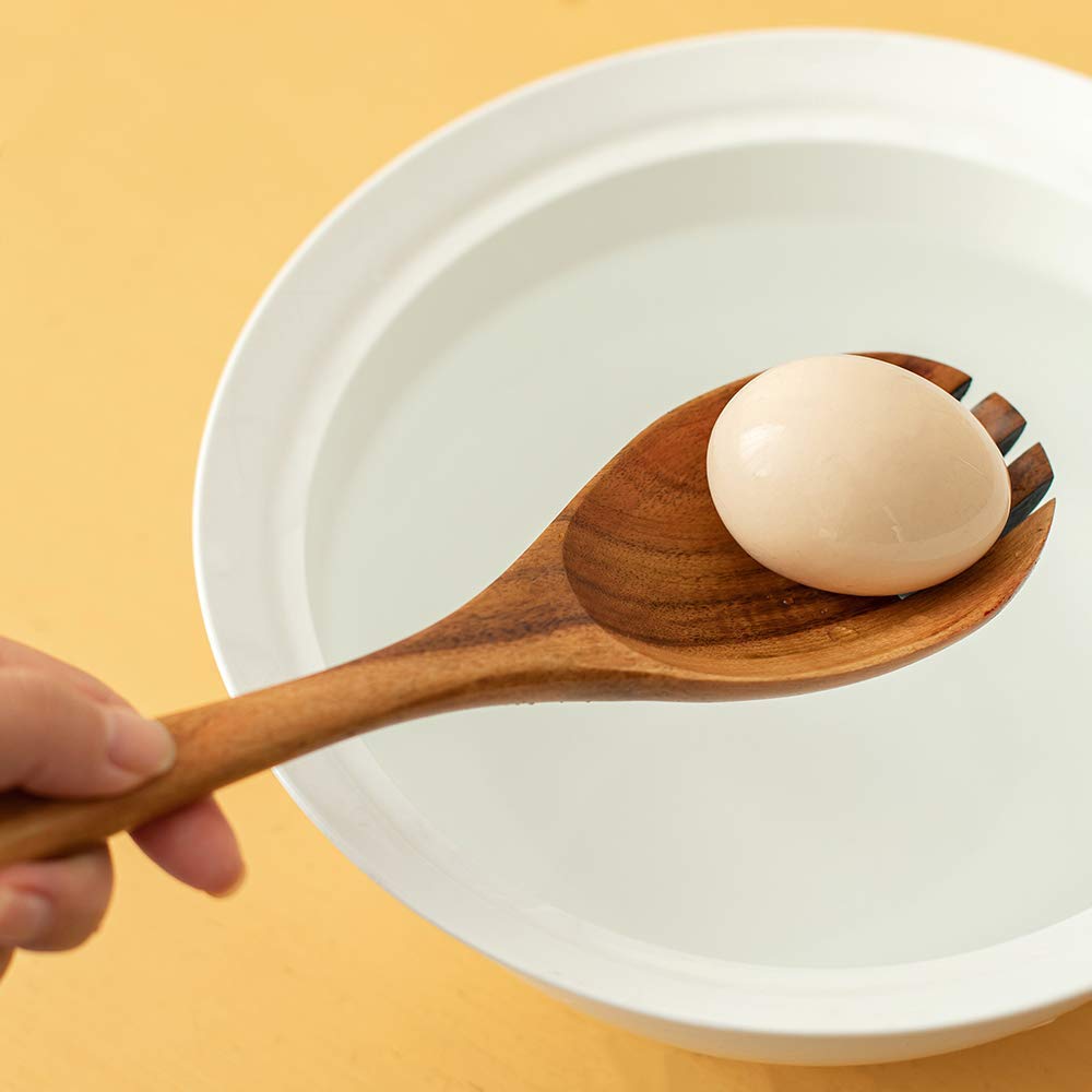 Wooden Kitchen Utensils Set, 5 PCs Natural Acacia Spurtle Set for Non-stick Pan Kitchen Tool Ladle and Wok Spatulas, Salad fork - CookCave